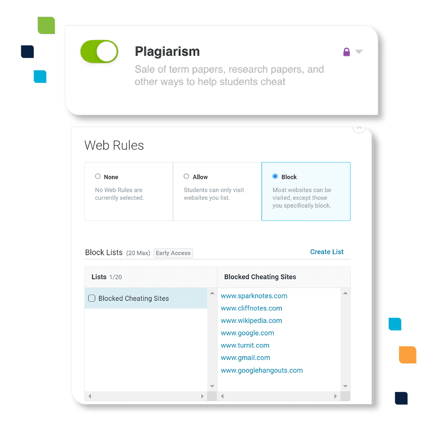 Block categories screenshot