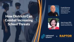 combating school threats webinar banner image with speaker headshots